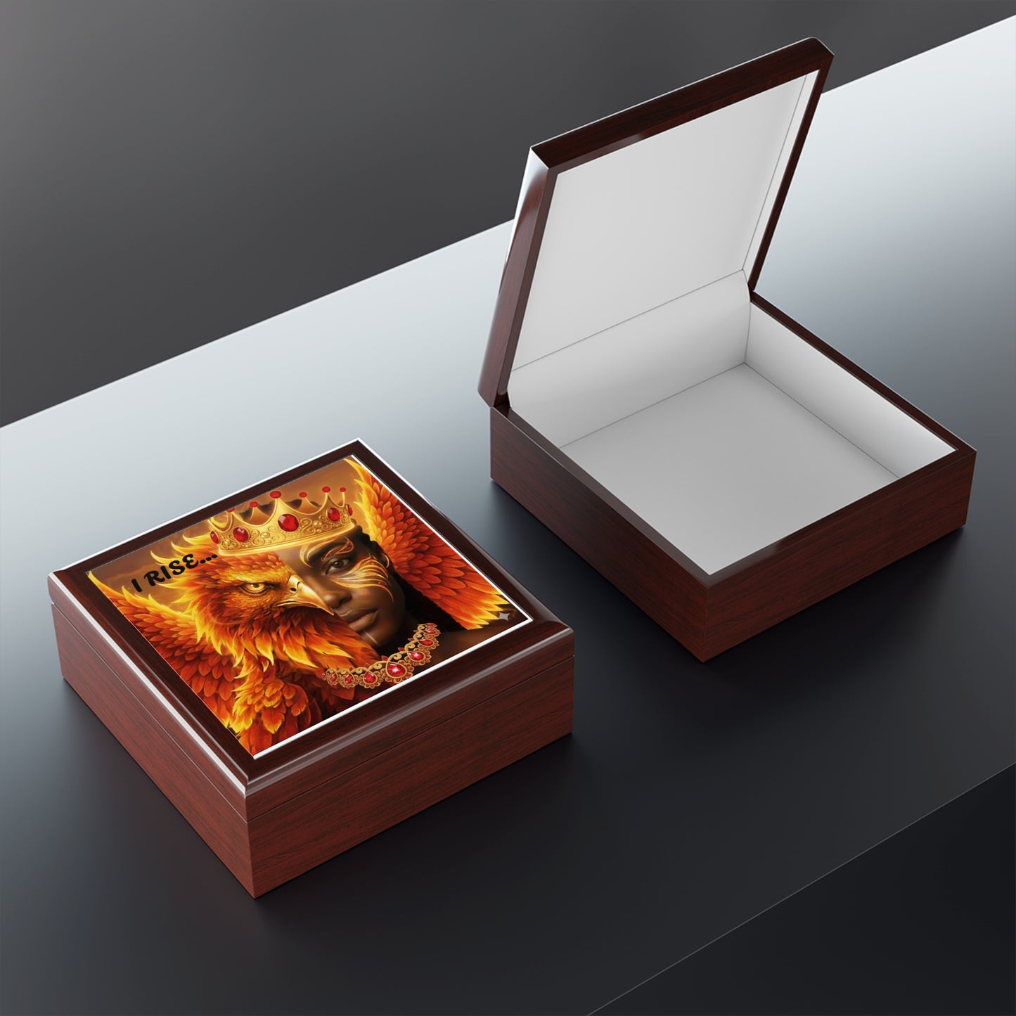 Jewelry Box - I Rise Phoenix Queen Art Decorative Gemstone Keepsake Box