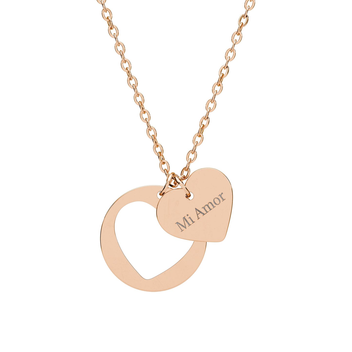 Engravable Heart Cutout Necklace — Personalized "Mi Amor" Pendant