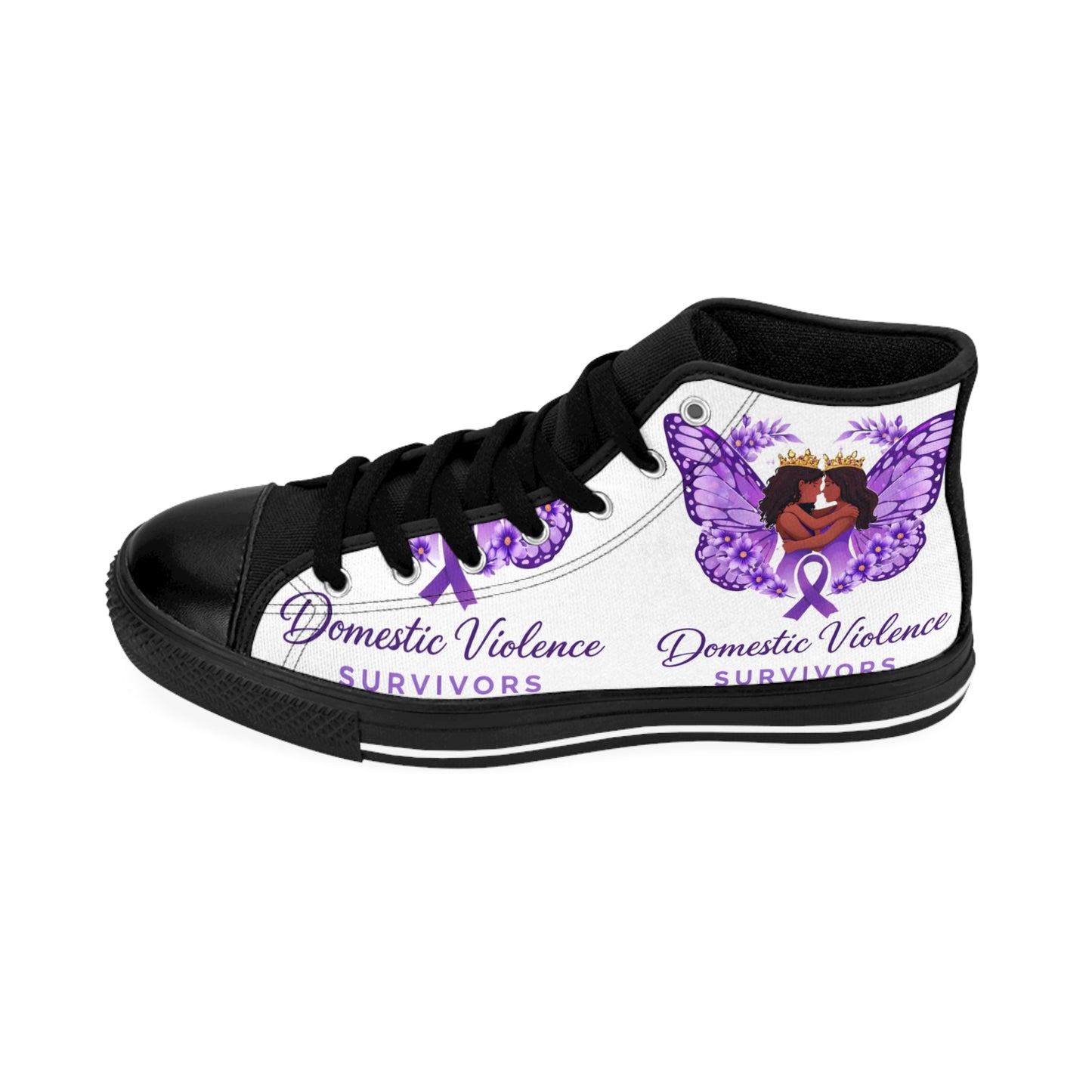 Domestic Violence Survivor Purple Butterfly Awareness HighTop Sneakers