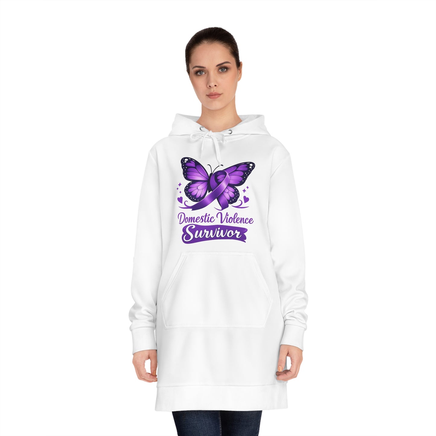 Domestic Violence Survivor Purple Butterfly Hoodie Dress