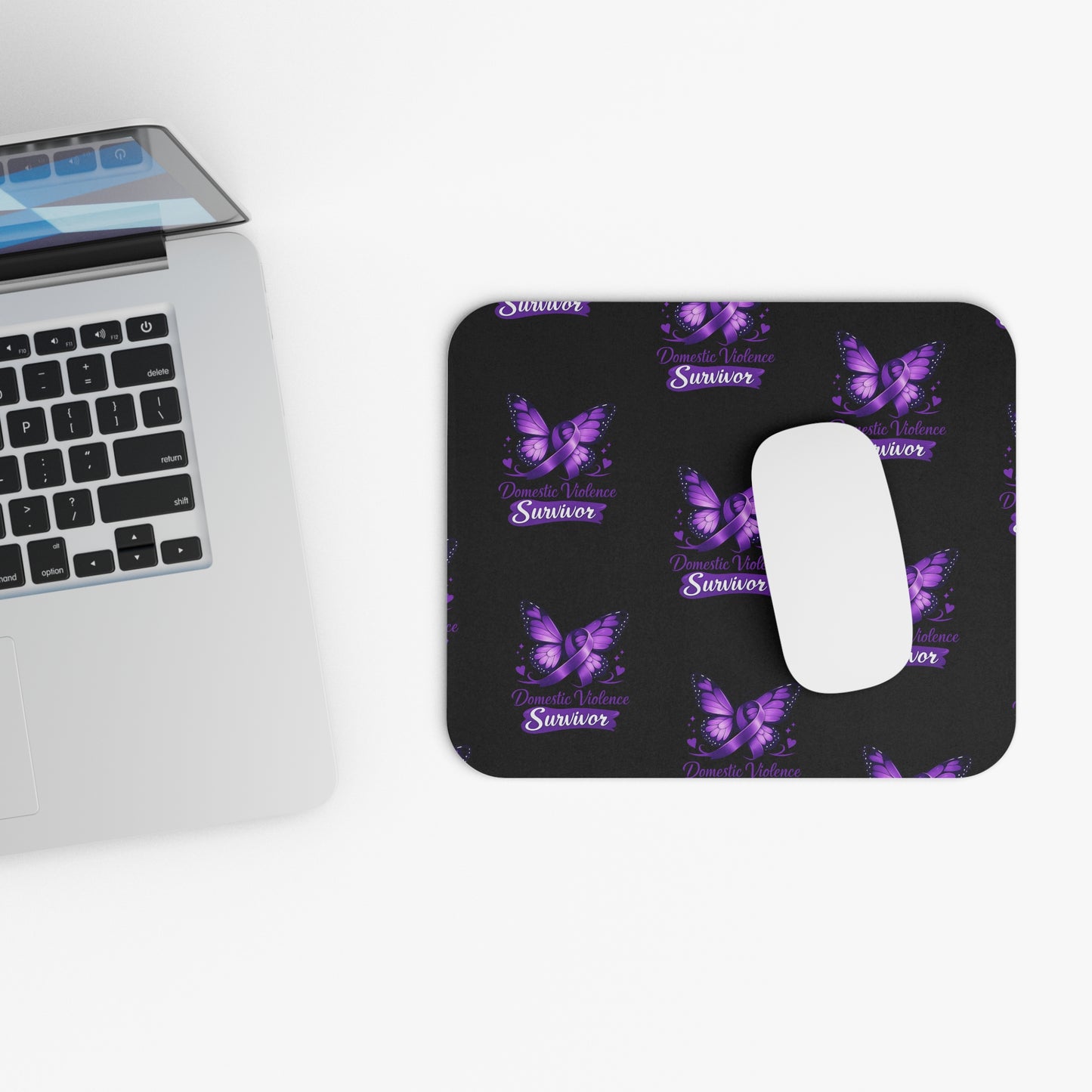 Domestic Violence Survivor Purple Butterfly Mouse Pad — Awareness Desk Mat