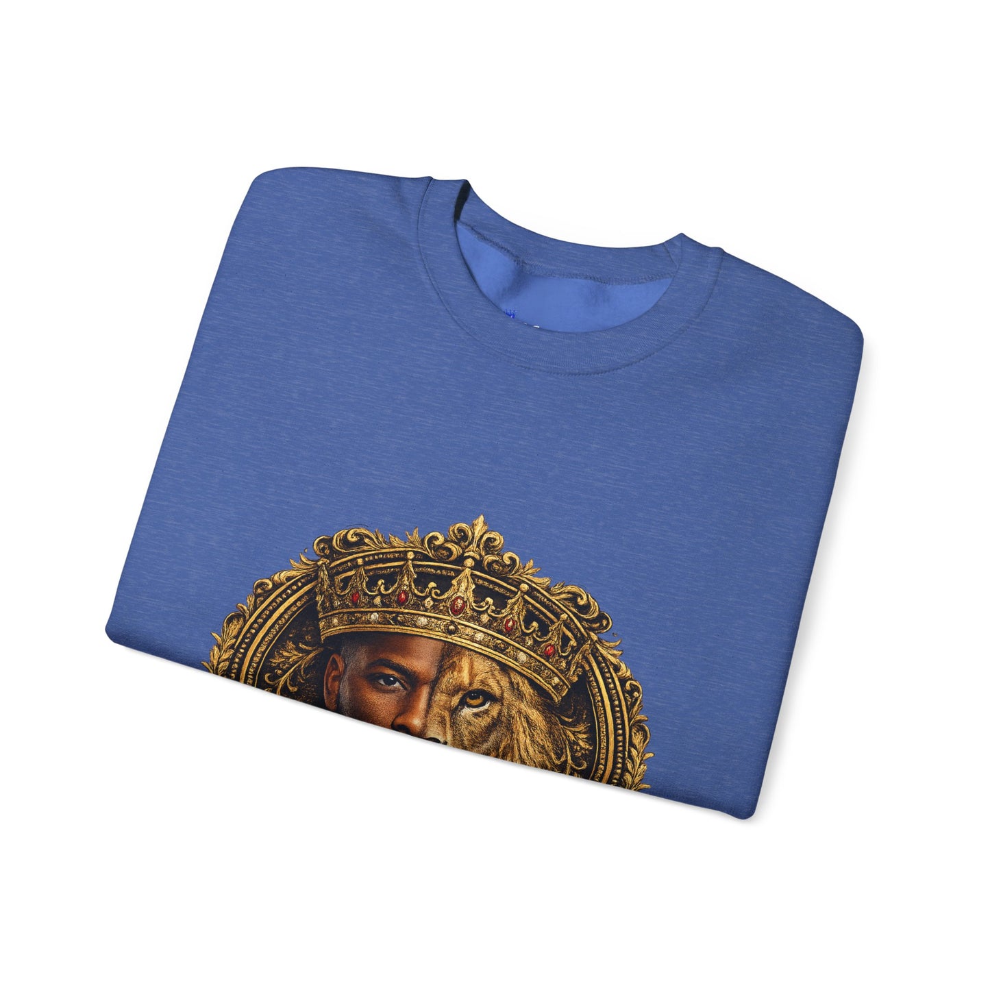 King of All Kings Crewneck Sweatshirt — Crowned Lion & Portrait Graphic