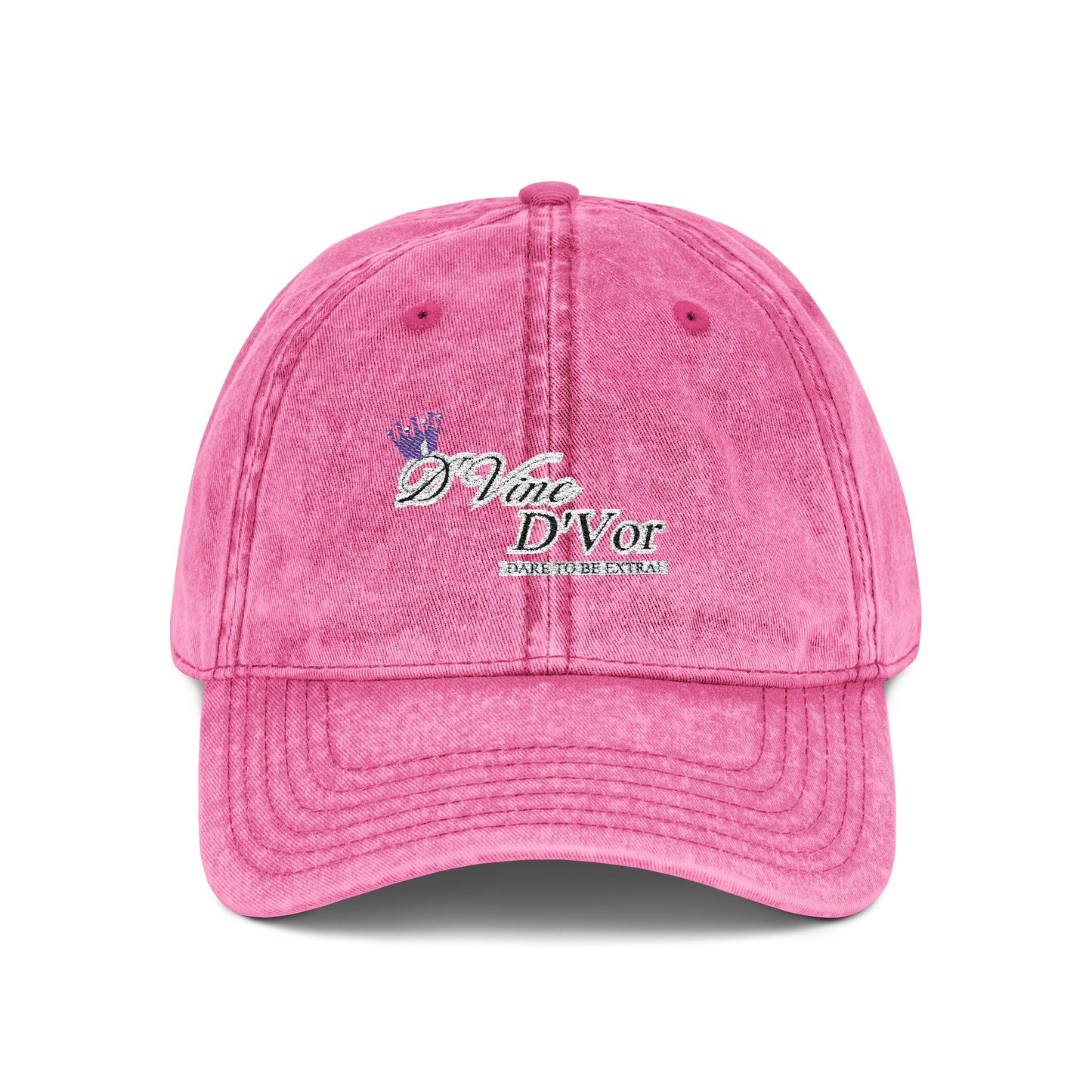 DVine DVor Vintage Embroidered Cap Retro Distressed Dad Hat with Script Logo
