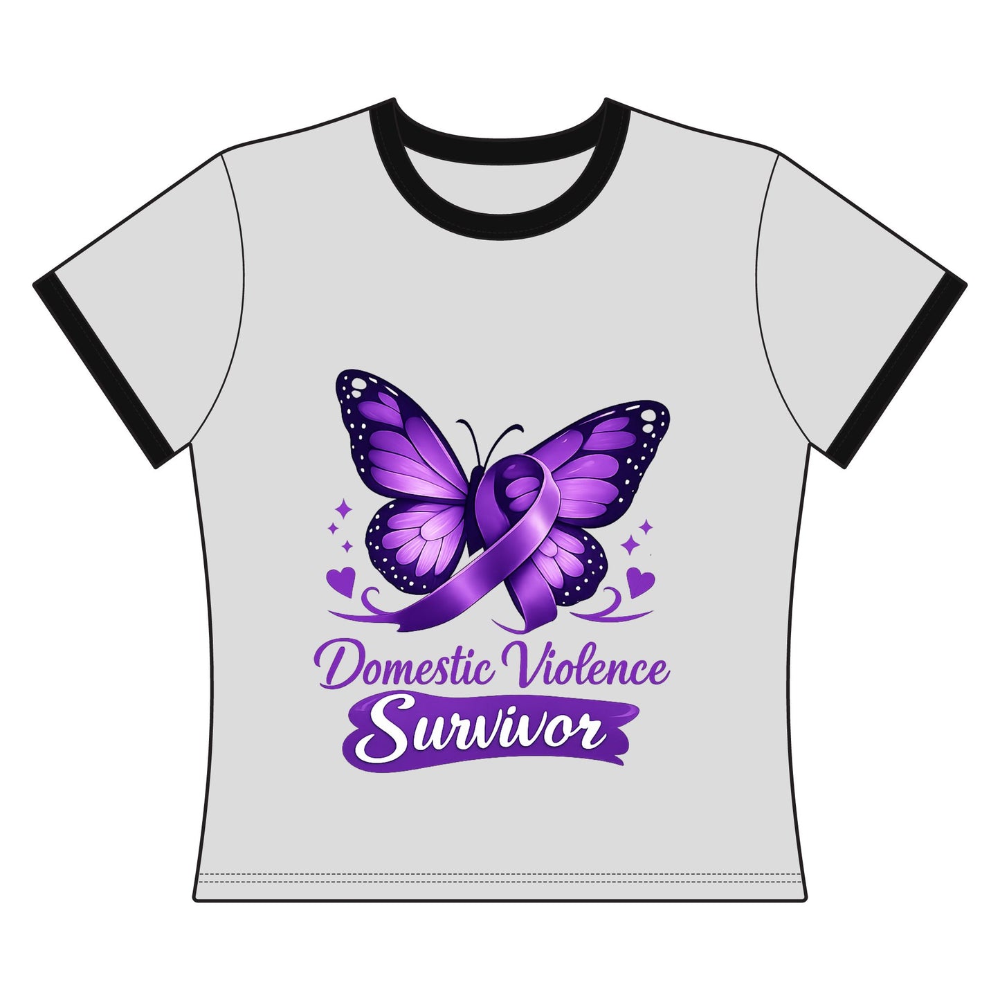 Domestic Violence Survivor Purple Ribbon Butterfly Support Shirt
