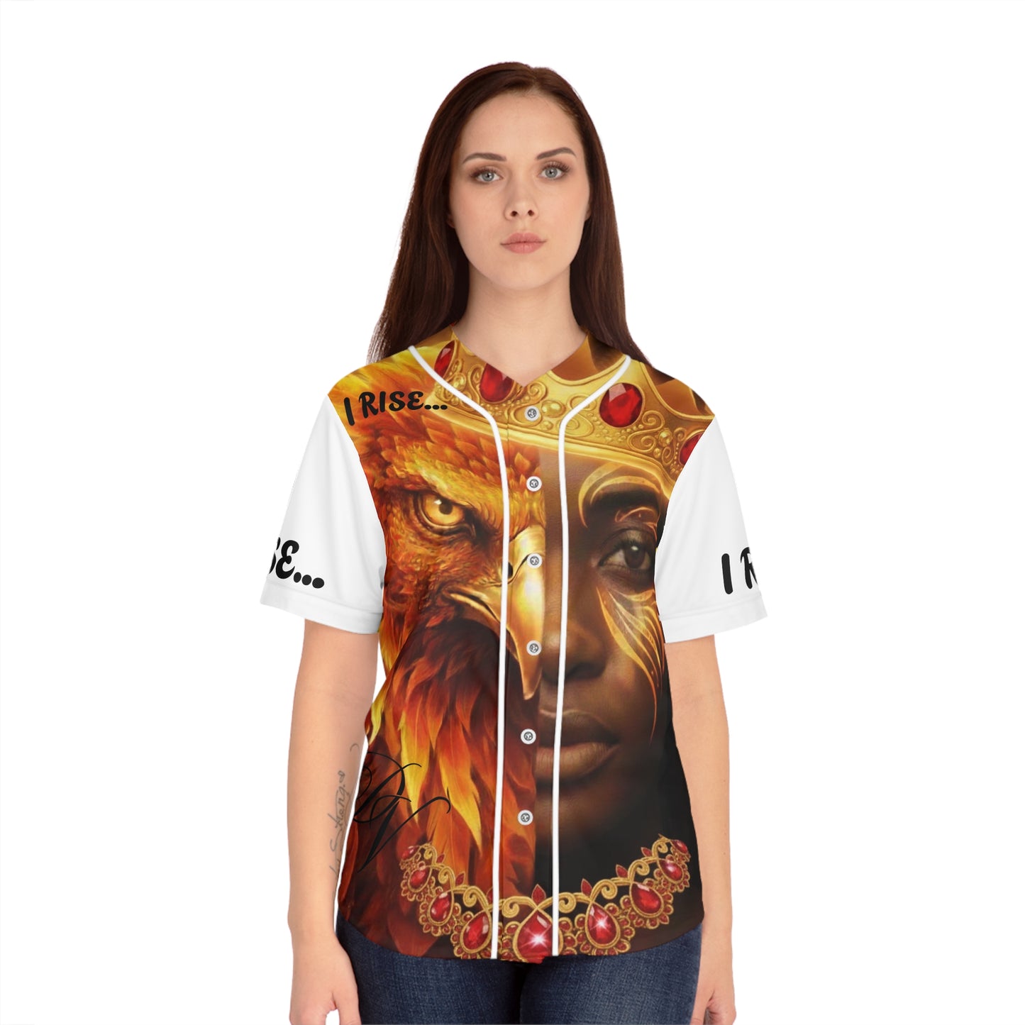 I Rise Phoenix Queen Baseball Jersey — Women's All-Over Print