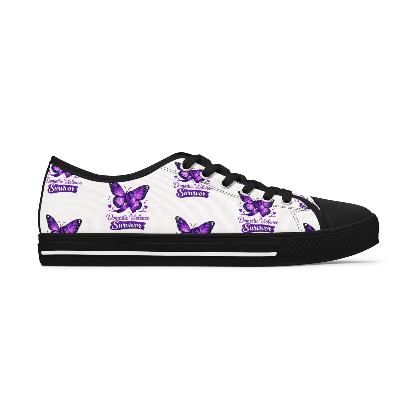 Domestic Violence Survivor Purple Butterfly Print Low Top Sneakers