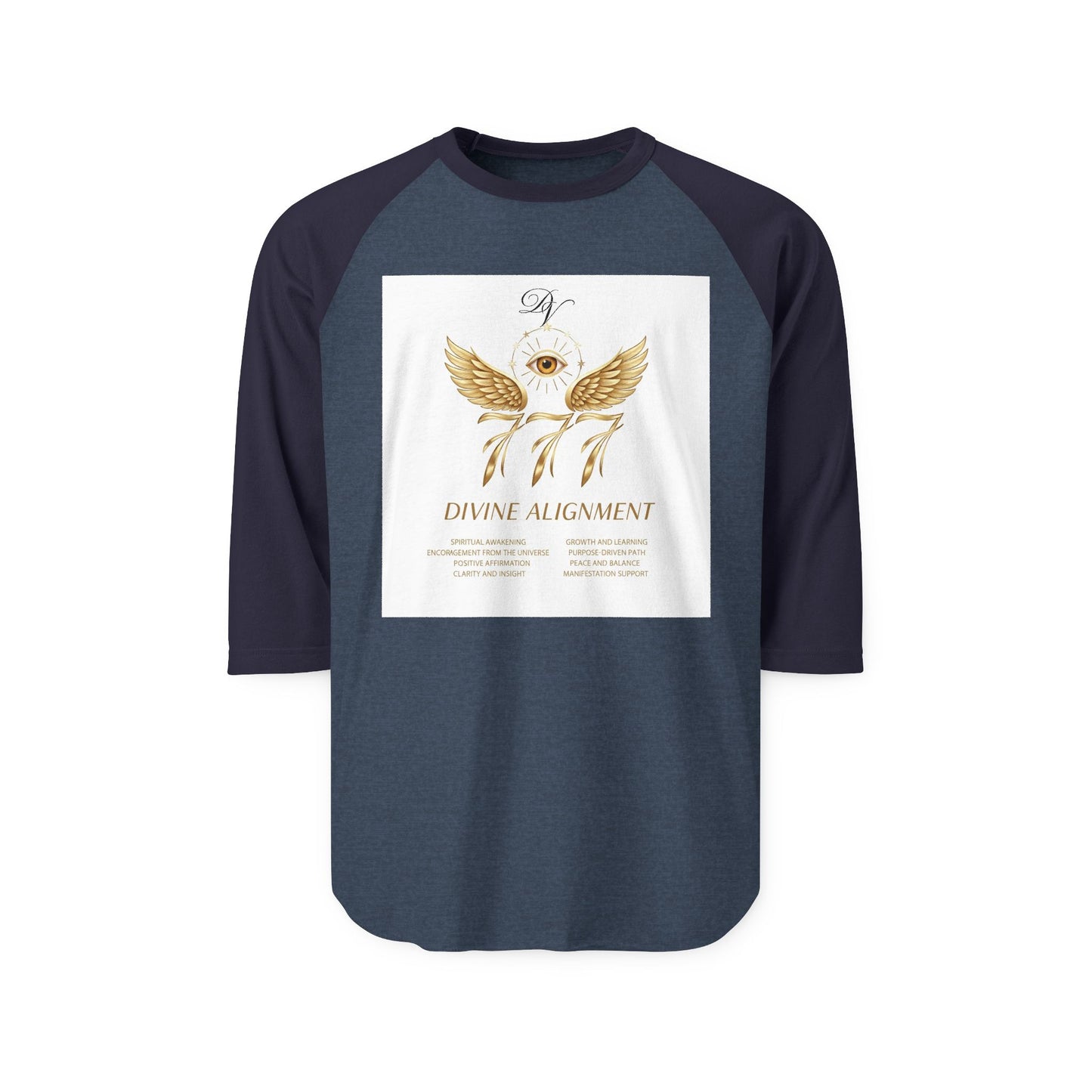 Divine Alignment Raglan Shirt — 777 Golden Wings & Third Eye Spiritual Baseball Tee