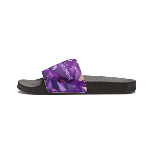 Domestic Violence Awarness Purple Ribbon Slide Sandals — Women's Removable-Strap Slides