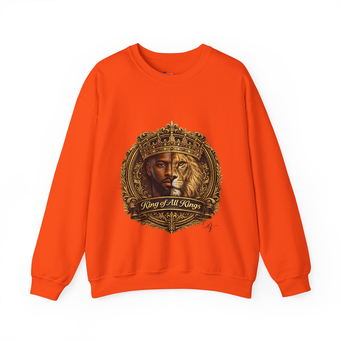 King of All Kings Crewneck Sweatshirt — Crowned Lion & Portrait Graphic