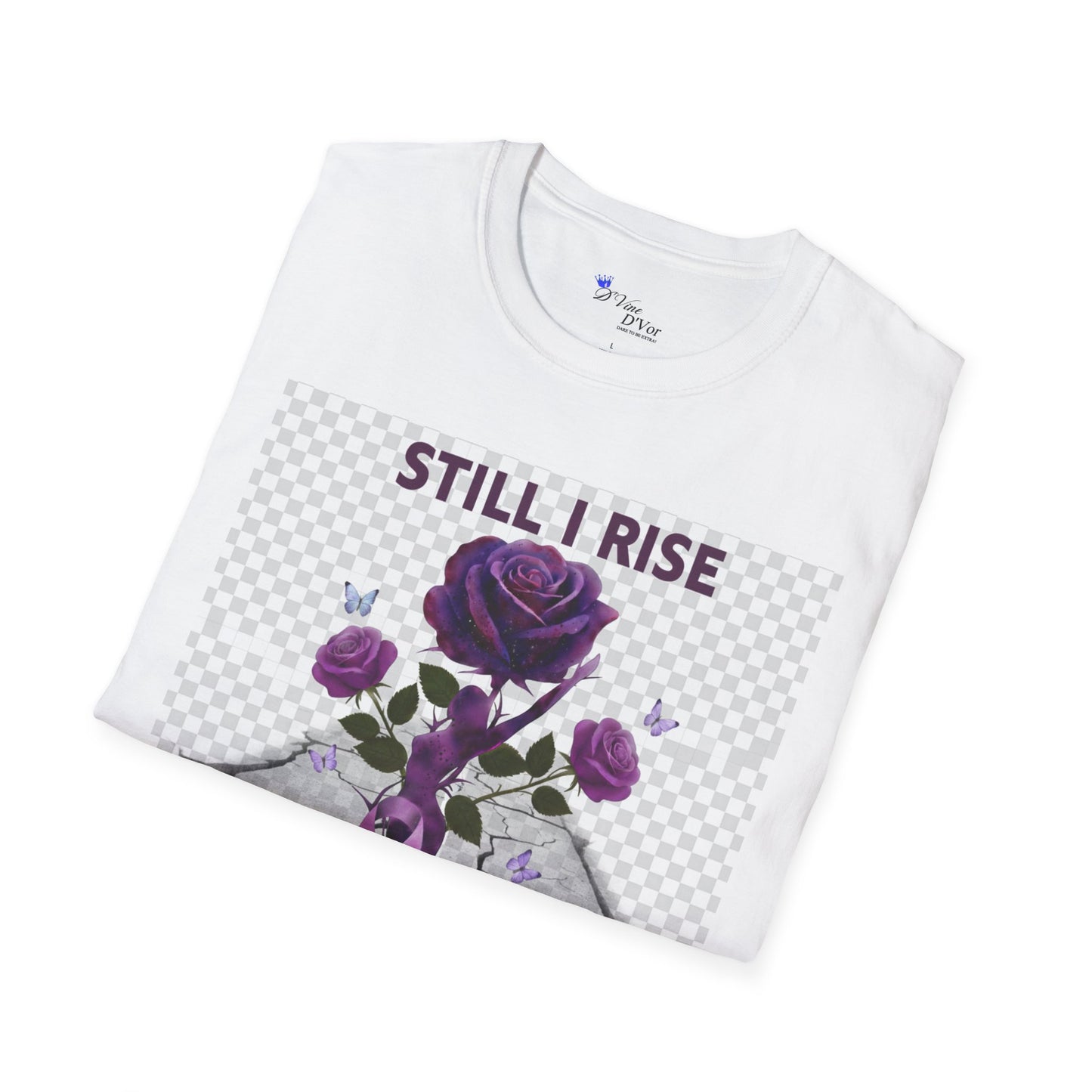 Still I Rise Purple Ribbon Bruised Not Broken Domestic Violence Awareness Tee