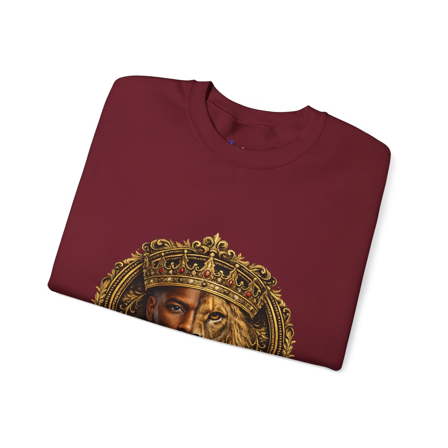 King of All Kings Crewneck Sweatshirt — Crowned Lion & Portrait Graphic