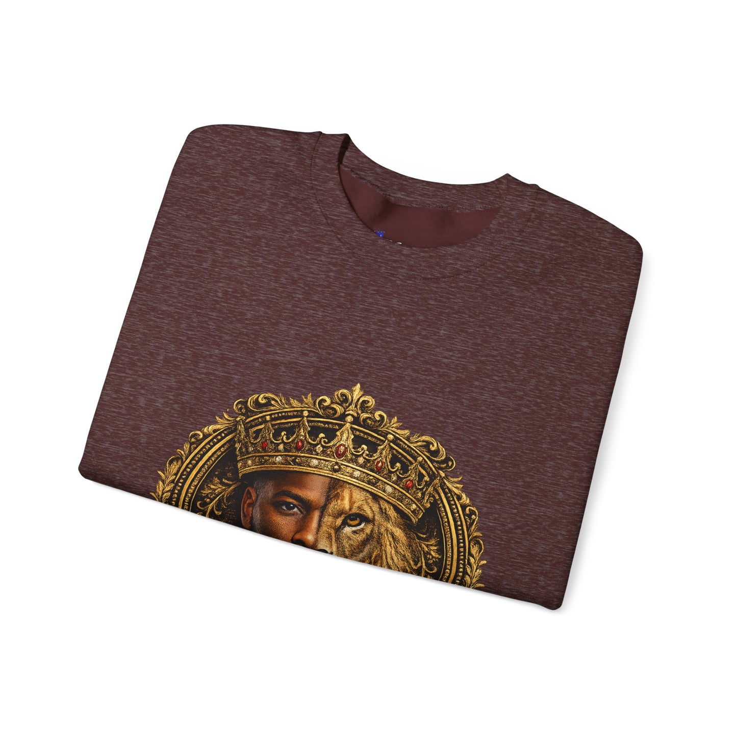 King of All Kings Crewneck Sweatshirt — Crowned Lion & Portrait Graphic