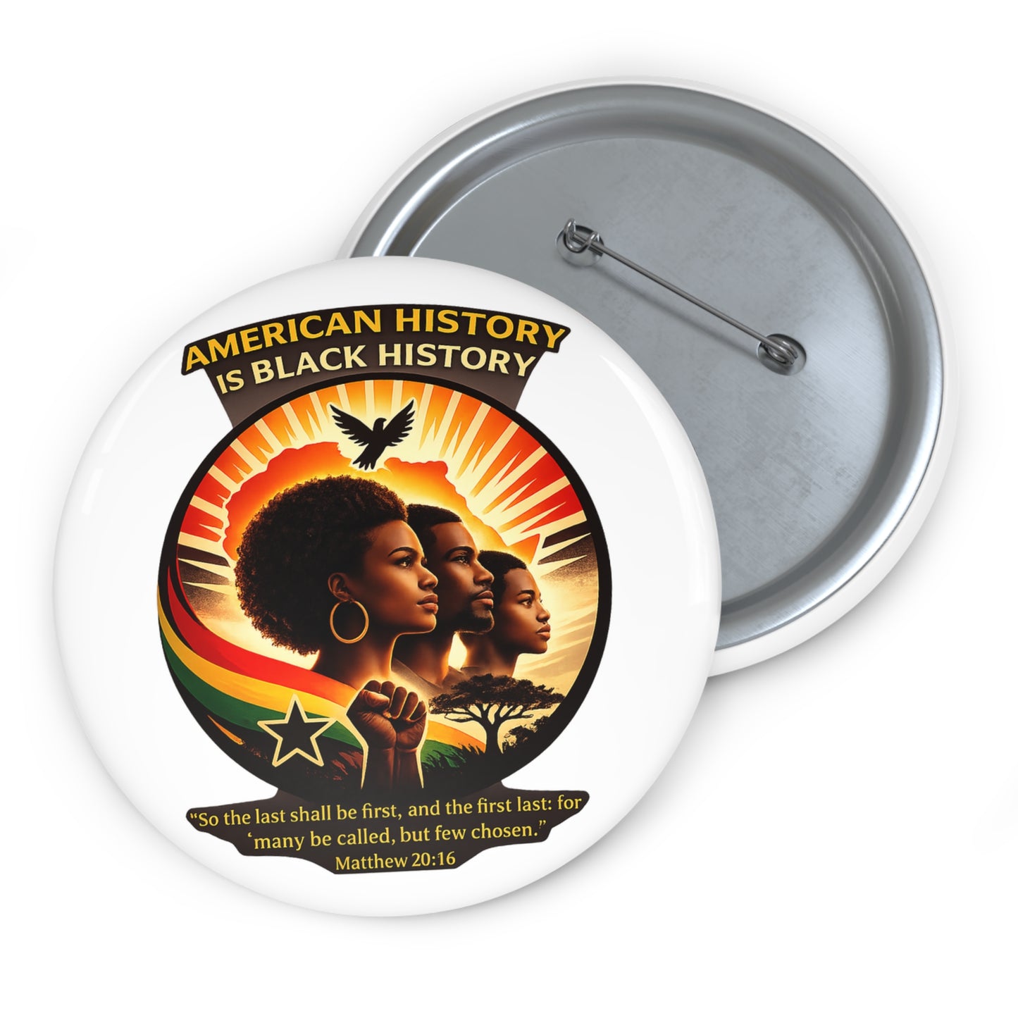 Pin Button — "American History Is Black History" Retro Afrocentric Empowerment Pin