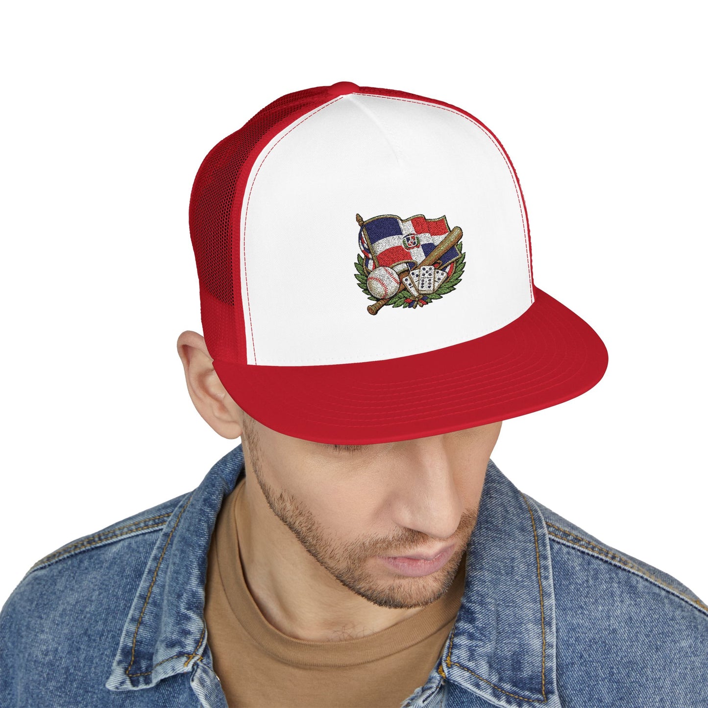 Dominican Republic Embroidered Vintage State Flag Trucker Cap