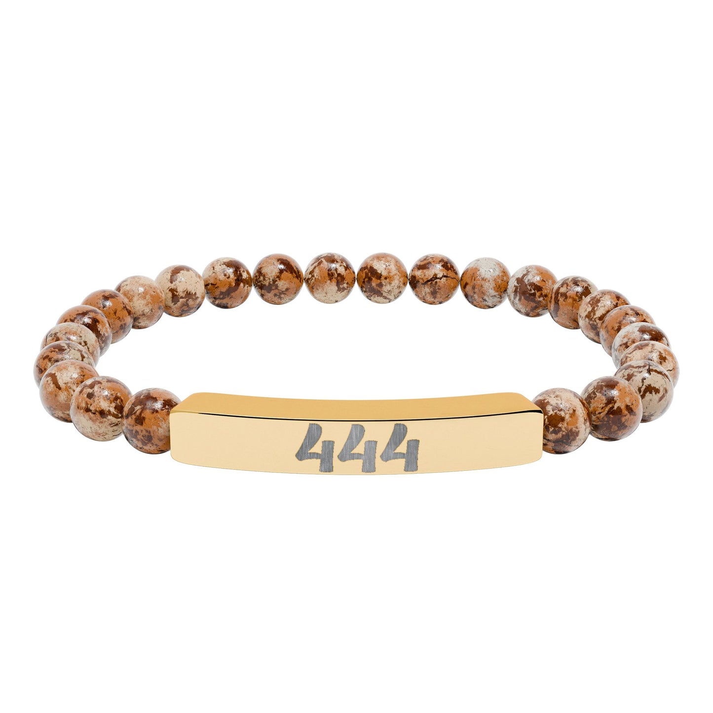 Angel Number 444 Protection Natural Stone Stretch Bar Bracelet