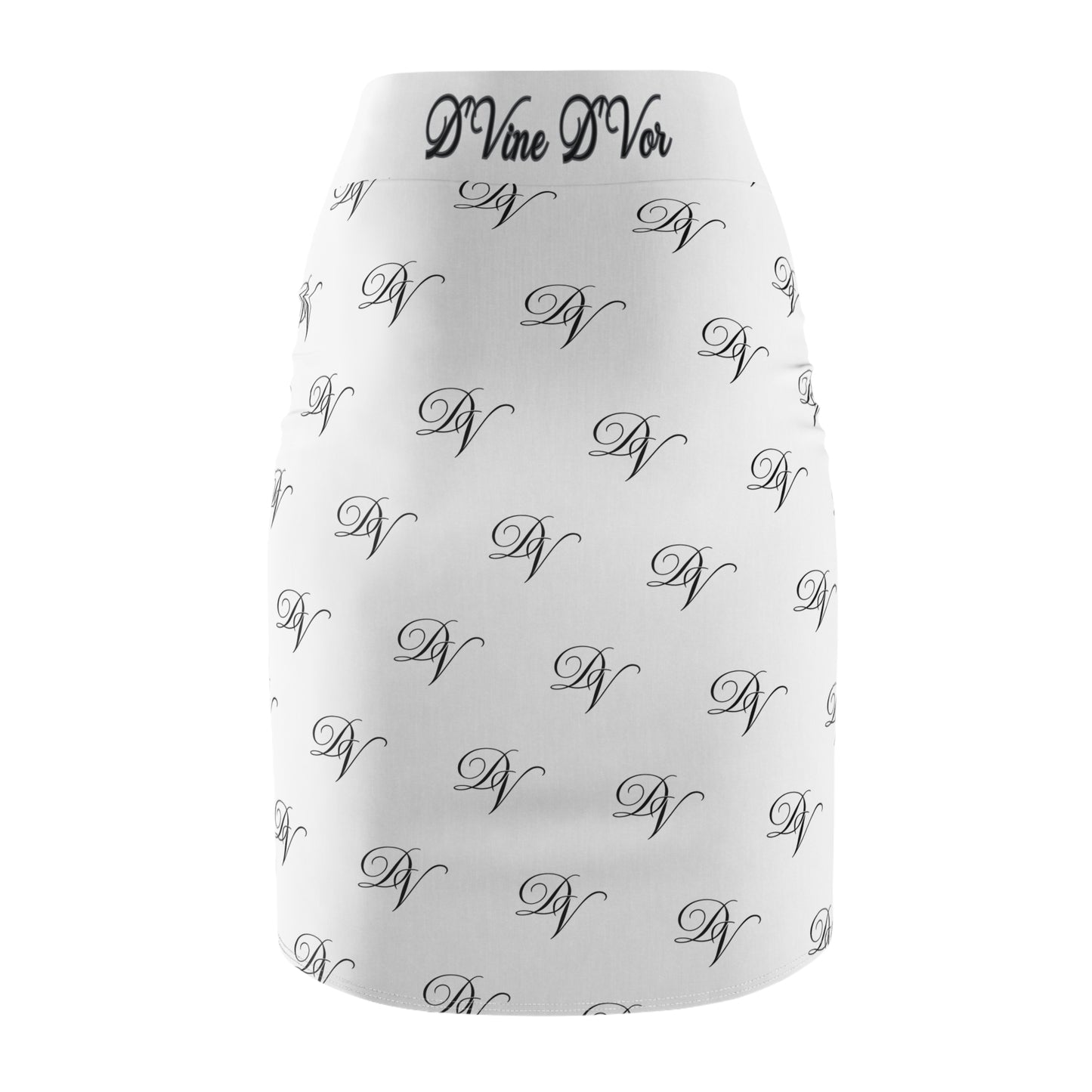 DVine DVor Monogram Pencil Skirt  Elegant DV All-Over Print