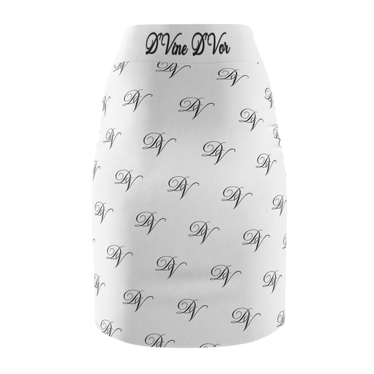 DVine DVor Monogram Pencil Skirt  Elegant DV All-Over Print