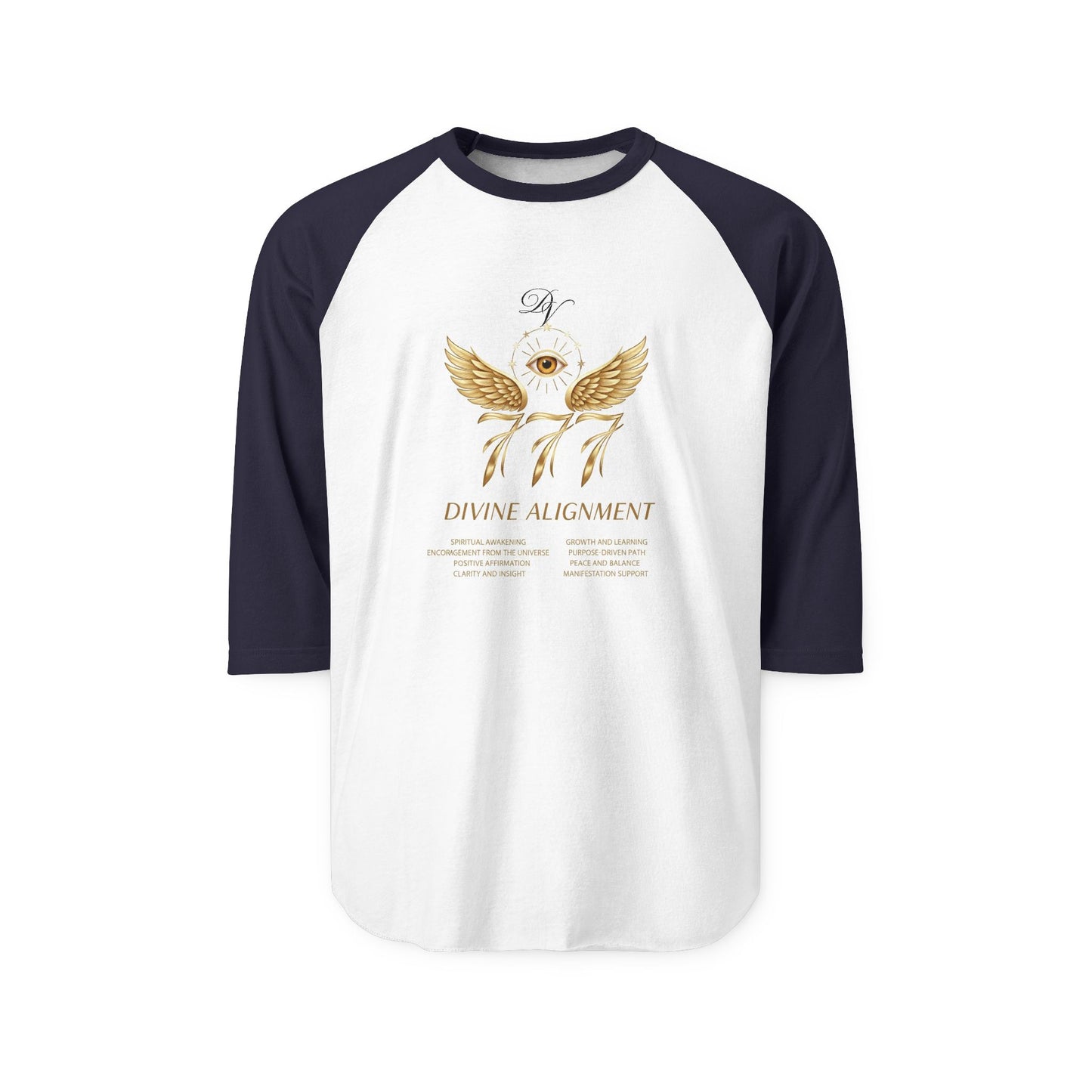 Divine Alignment Raglan Shirt — 777 Golden Wings & Third Eye Spiritual Baseball Tee