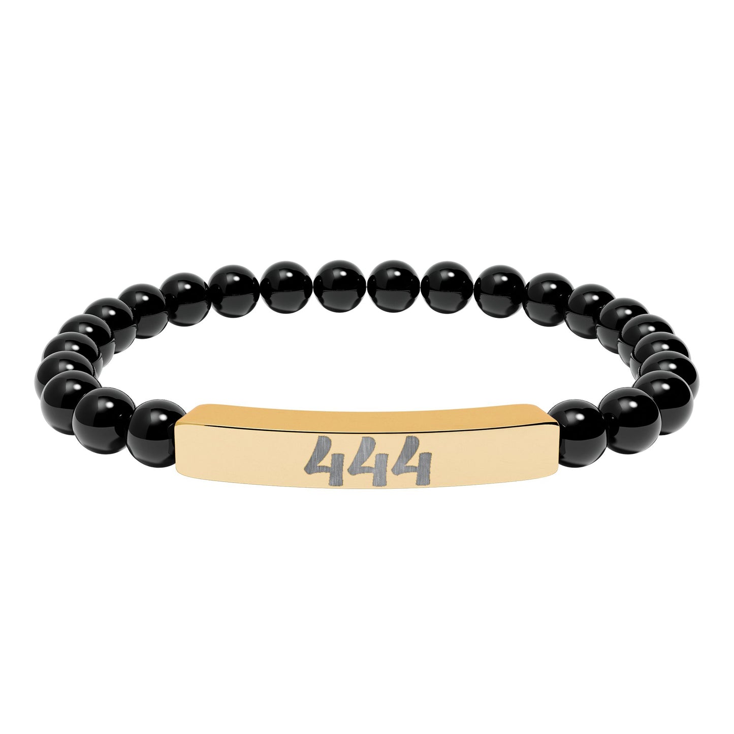 Angel Number 444 Protection Natural Stone Stretch Bar Bracelet