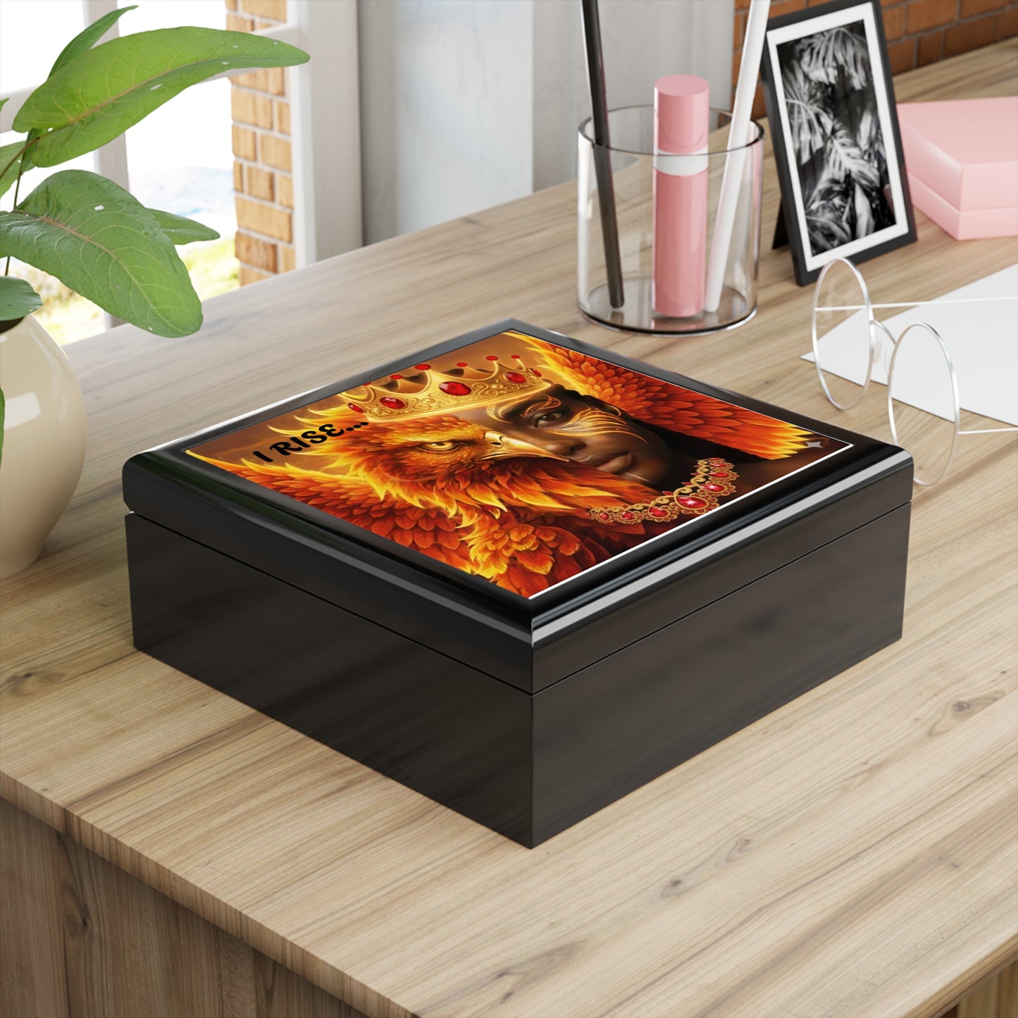 Jewelry Box - I Rise Phoenix Queen Art Decorative Gemstone Keepsake Box