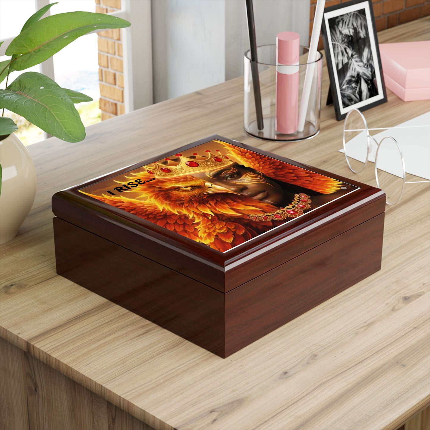 Jewelry Box - I Rise Phoenix Queen Art Decorative Gemstone Keepsake Box