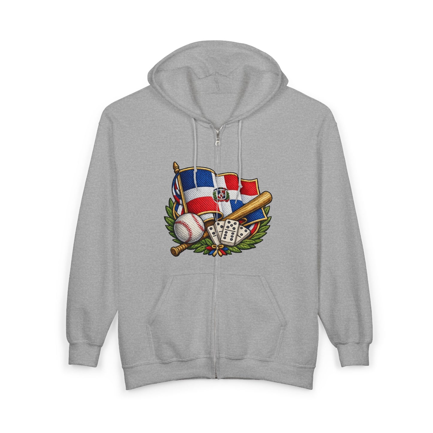 Full Zip Hoodie Dominican Pride Baseball Design