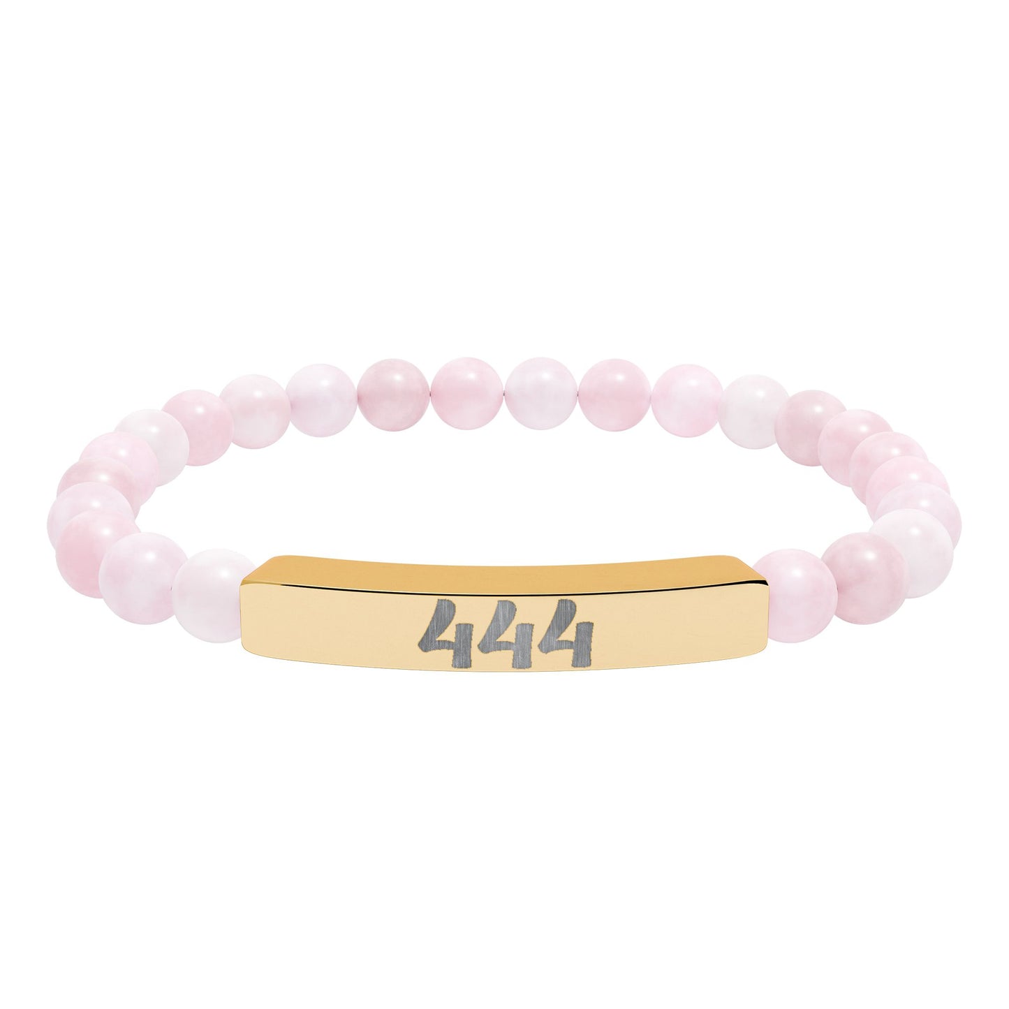 Angel Number 444 Protection Natural Stone Stretch Bar Bracelet