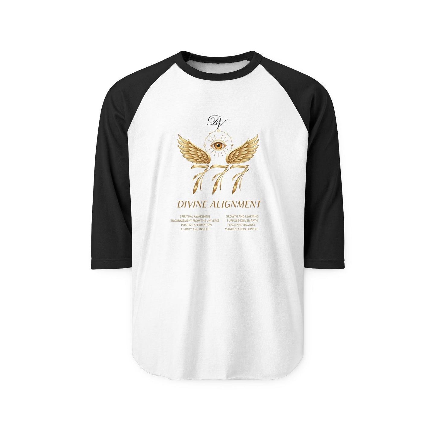 Divine Alignment Raglan Shirt — 777 Golden Wings & Third Eye Spiritual Baseball Tee