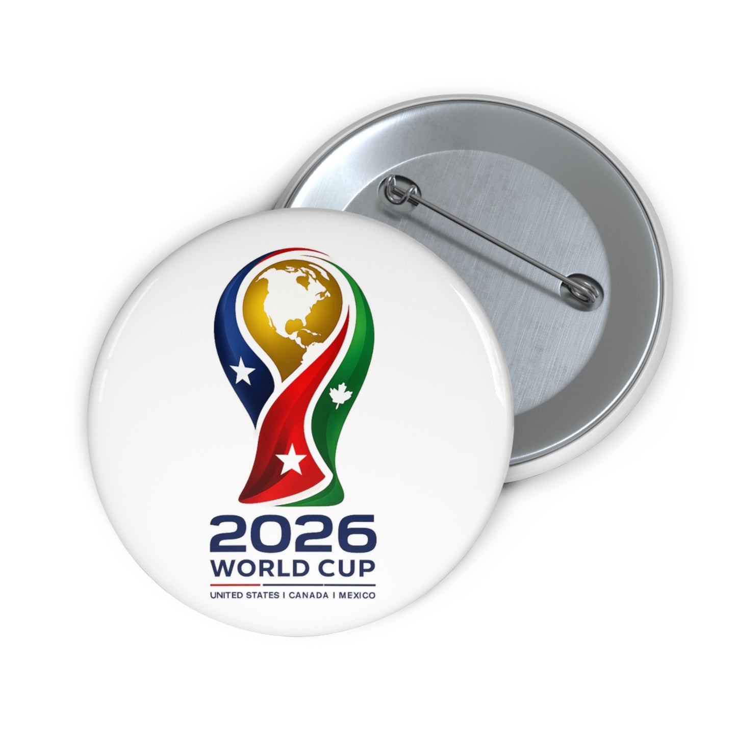 2026 World Cup Pin Button – USA/Canada/Mexico Soccer Badge