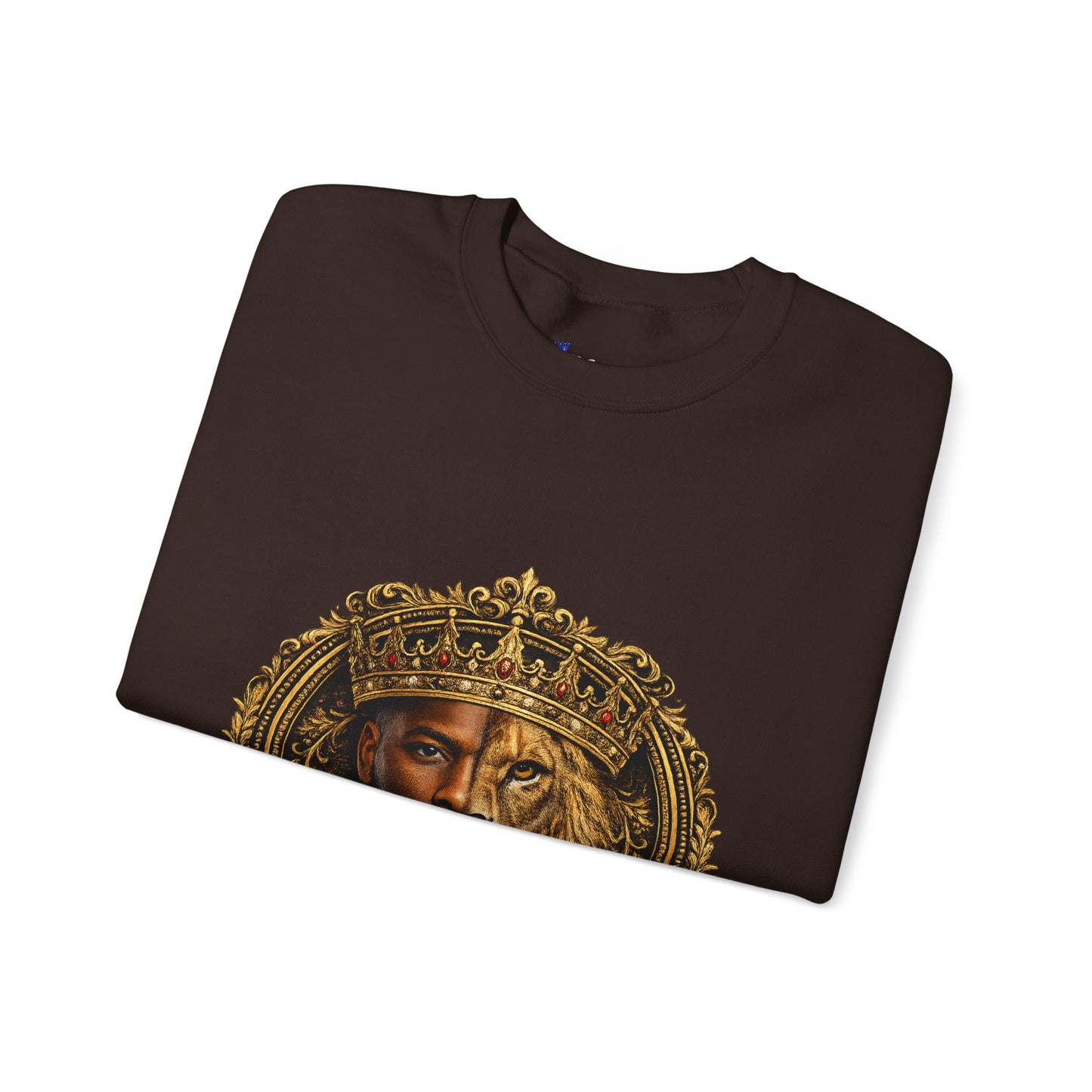 King of All Kings Crewneck Sweatshirt — Crowned Lion & Portrait Graphic