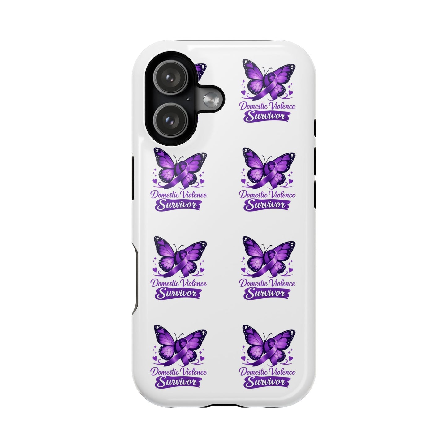 Domestic Violence Survivor Purple Butterfly Impact-Resistant iPhone Cover