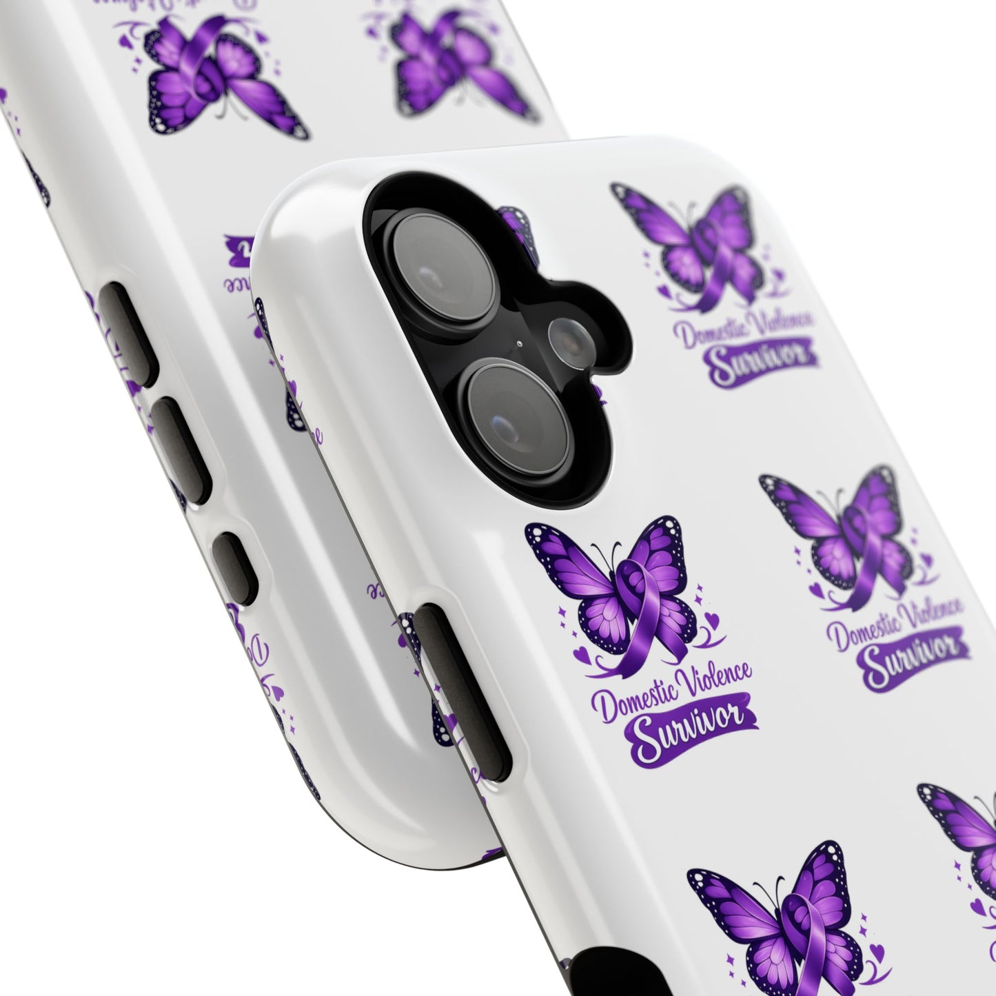 Domestic Violence Survivor Purple Butterfly Impact-Resistant iPhone Cover