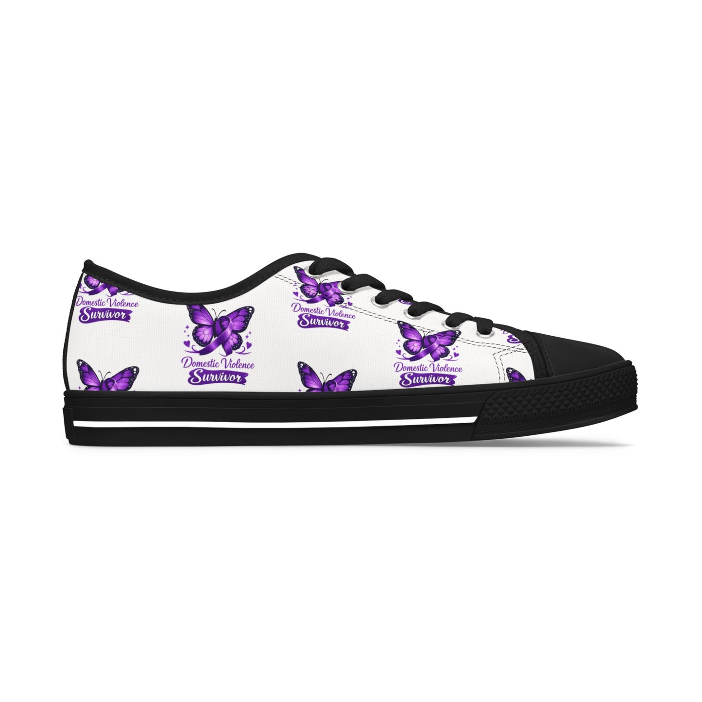 Domestic Violence Survivor Purple Butterfly Print Low Top Sneakers