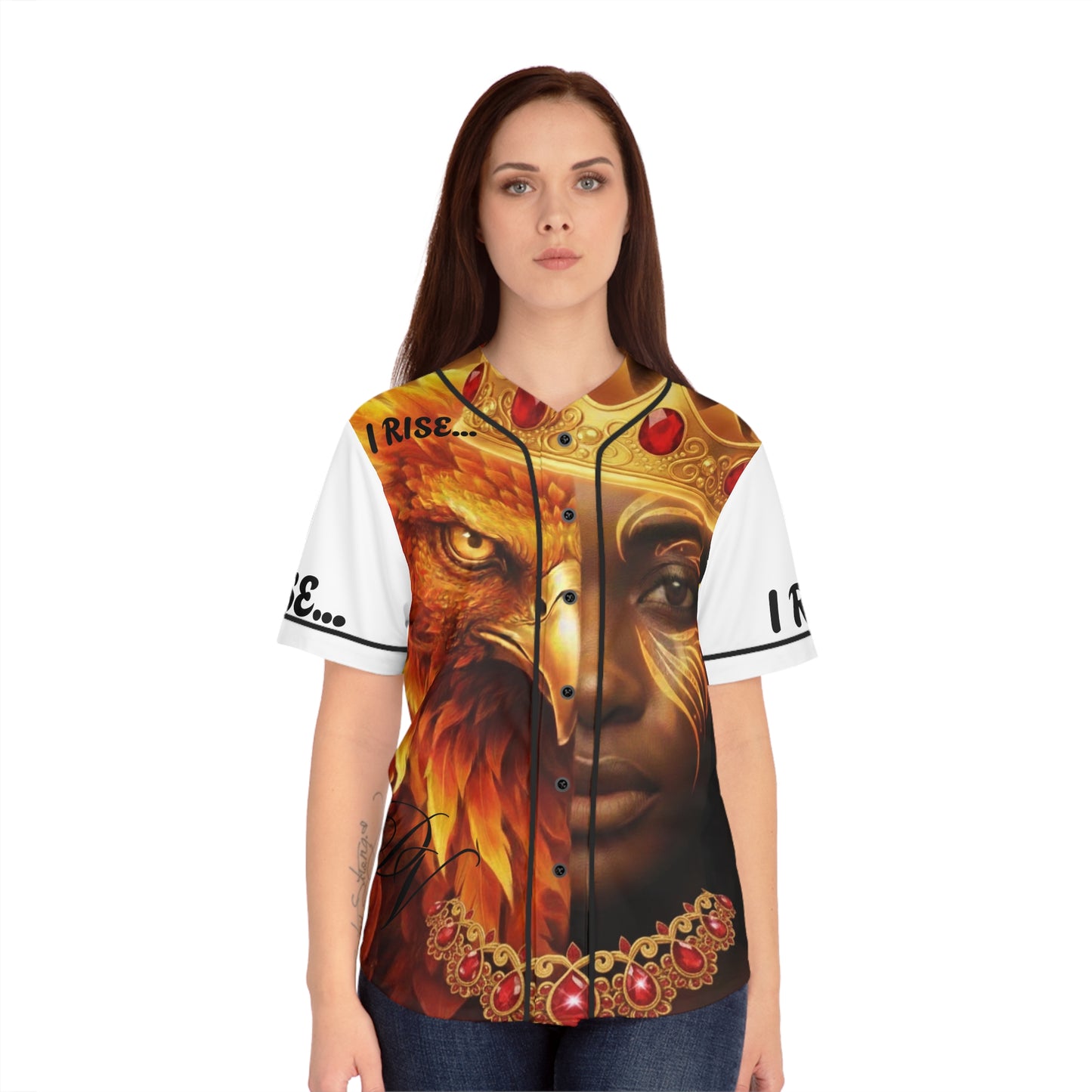I Rise Phoenix Queen Baseball Jersey — Women's All-Over Print