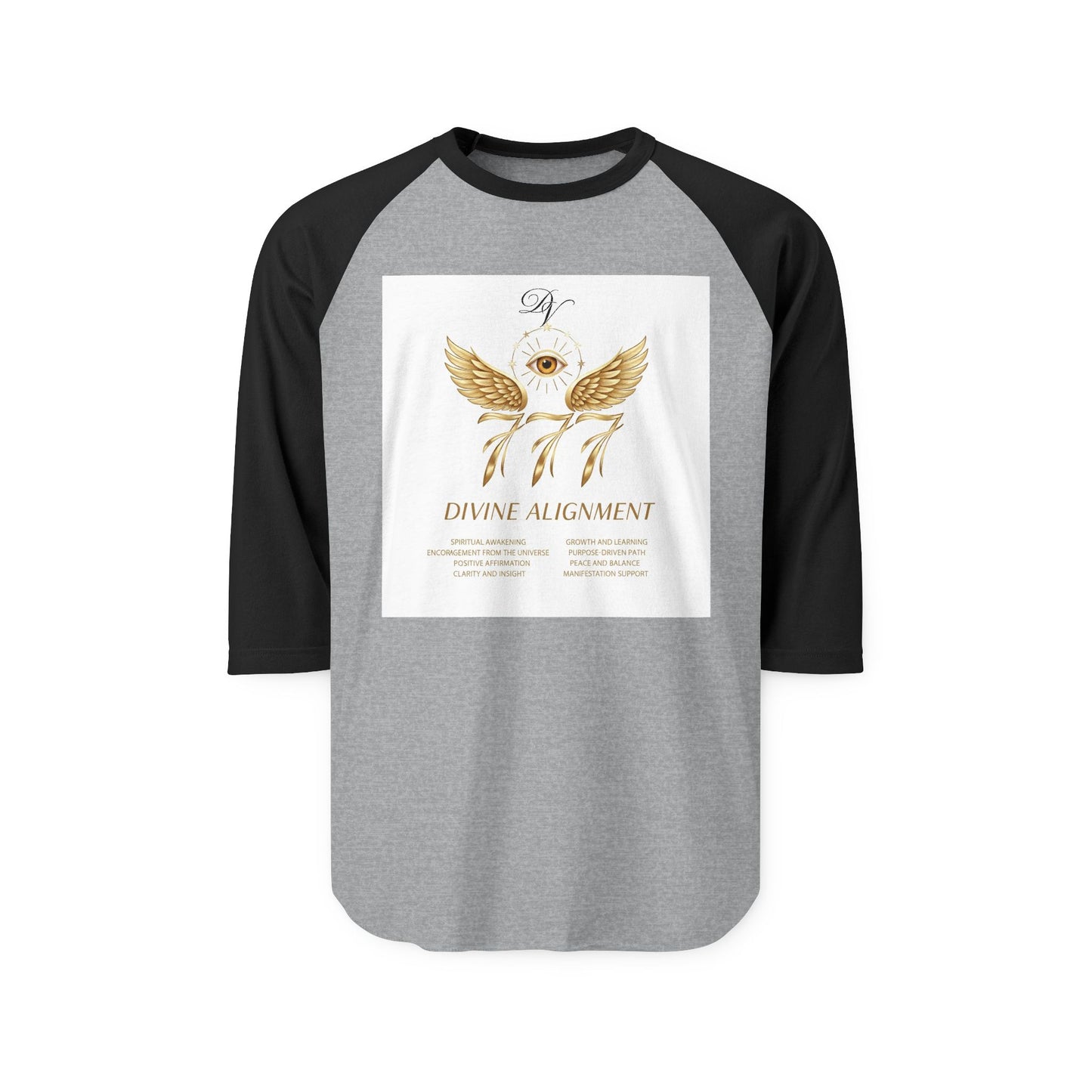 Divine Alignment Raglan Shirt — 777 Golden Wings & Third Eye Spiritual Baseball Tee