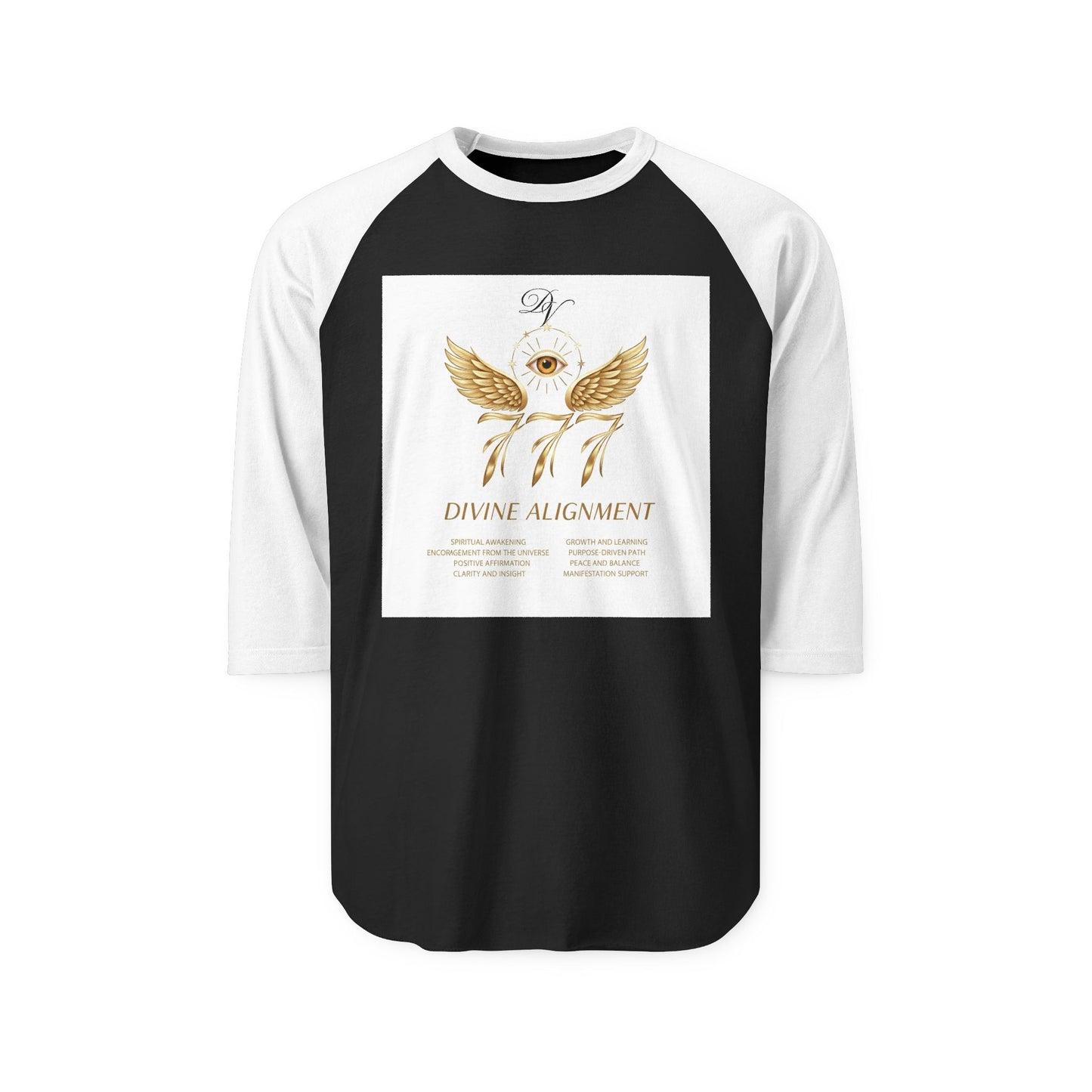 Divine Alignment Raglan Shirt — 777 Golden Wings & Third Eye Spiritual Baseball Tee