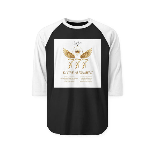 Divine Alignment Raglan Shirt — 777 Golden Wings & Third Eye Spiritual Baseball Tee