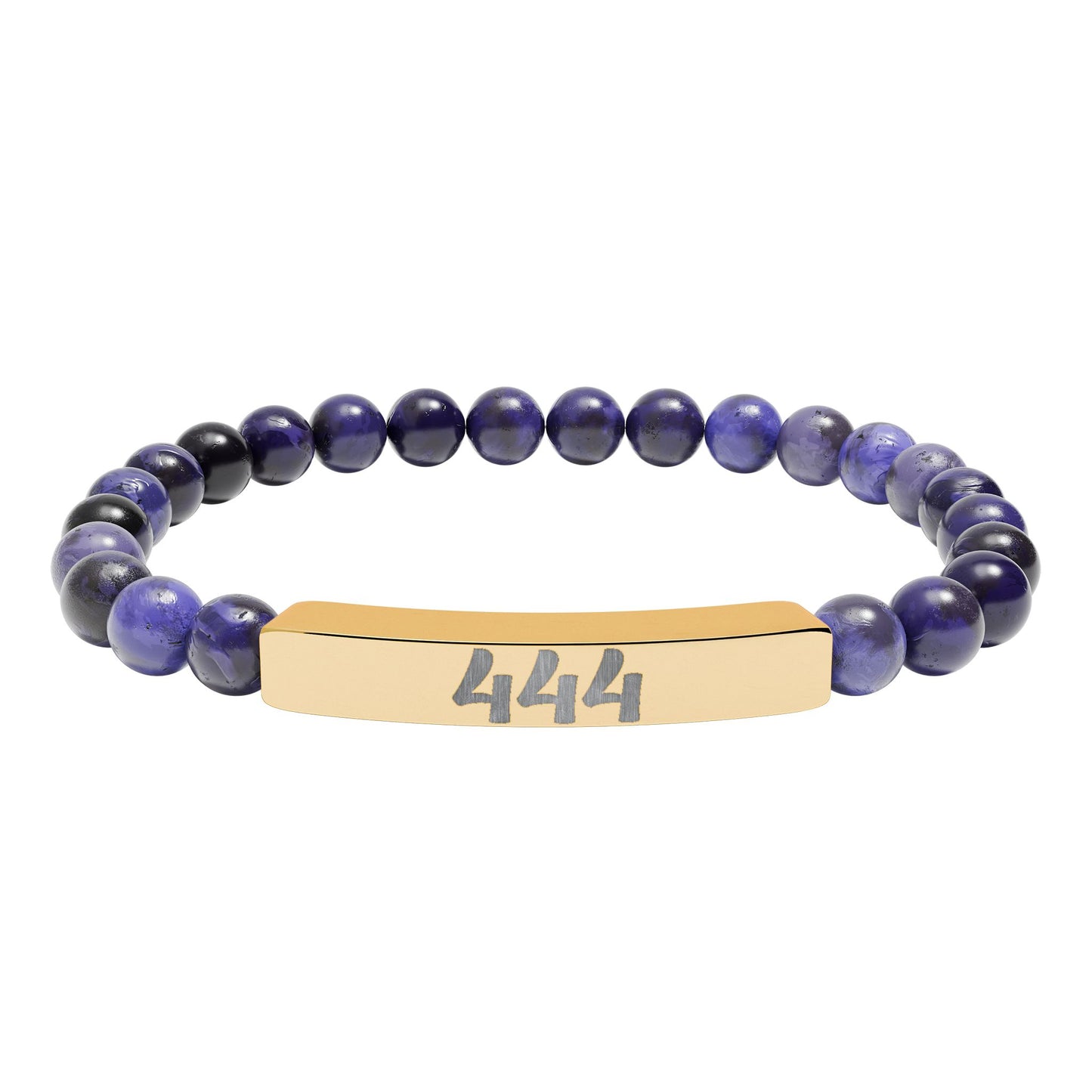 Angel Number 444 Protection Natural Stone Stretch Bar Bracelet