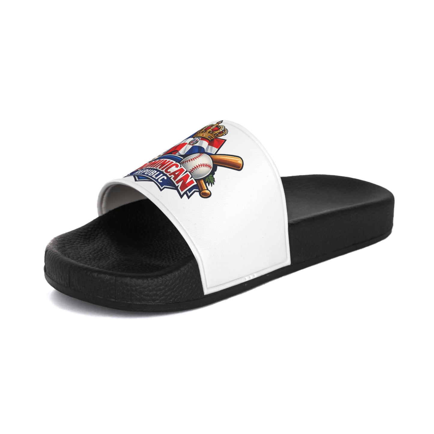Dominican Republic Flag & Landmark Slide Sandals — Men's Tropical Vacation Pool Slides