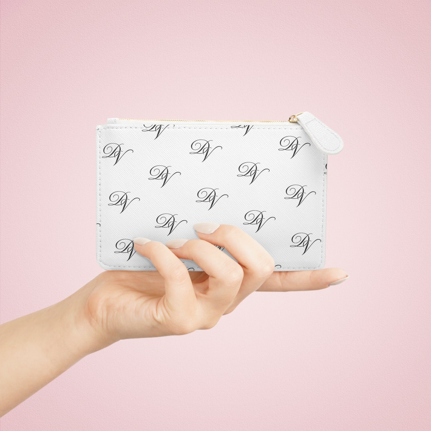 DVine DVor Monogram Pattern Mini Elegant Initial DV Wristlet Purse
