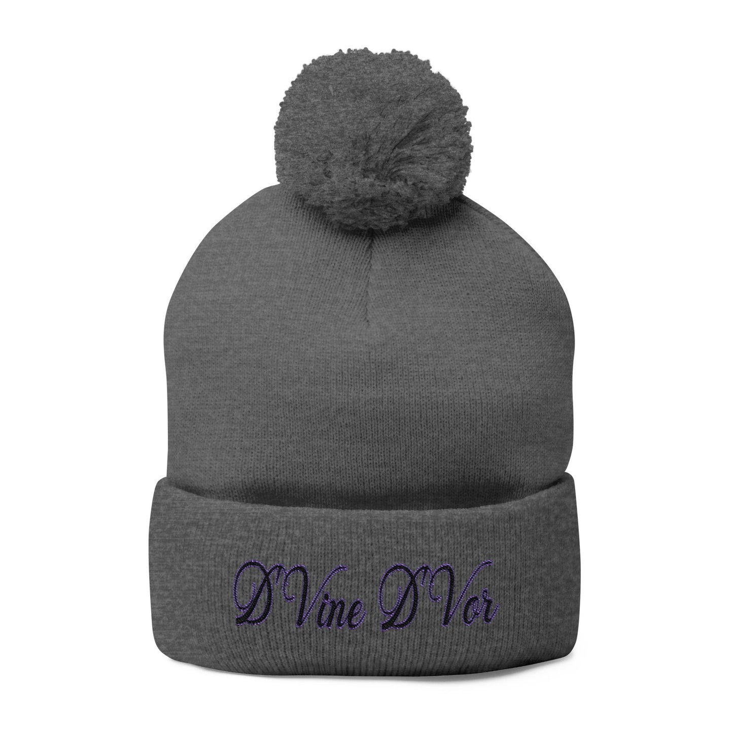 DVine Dvor Embroidered Pom-Pom Beanie