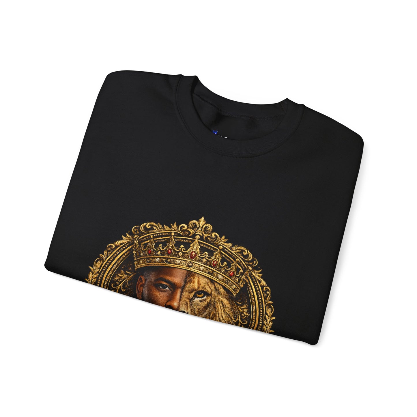 King of All Kings Crewneck Sweatshirt — Crowned Lion & Portrait Graphic