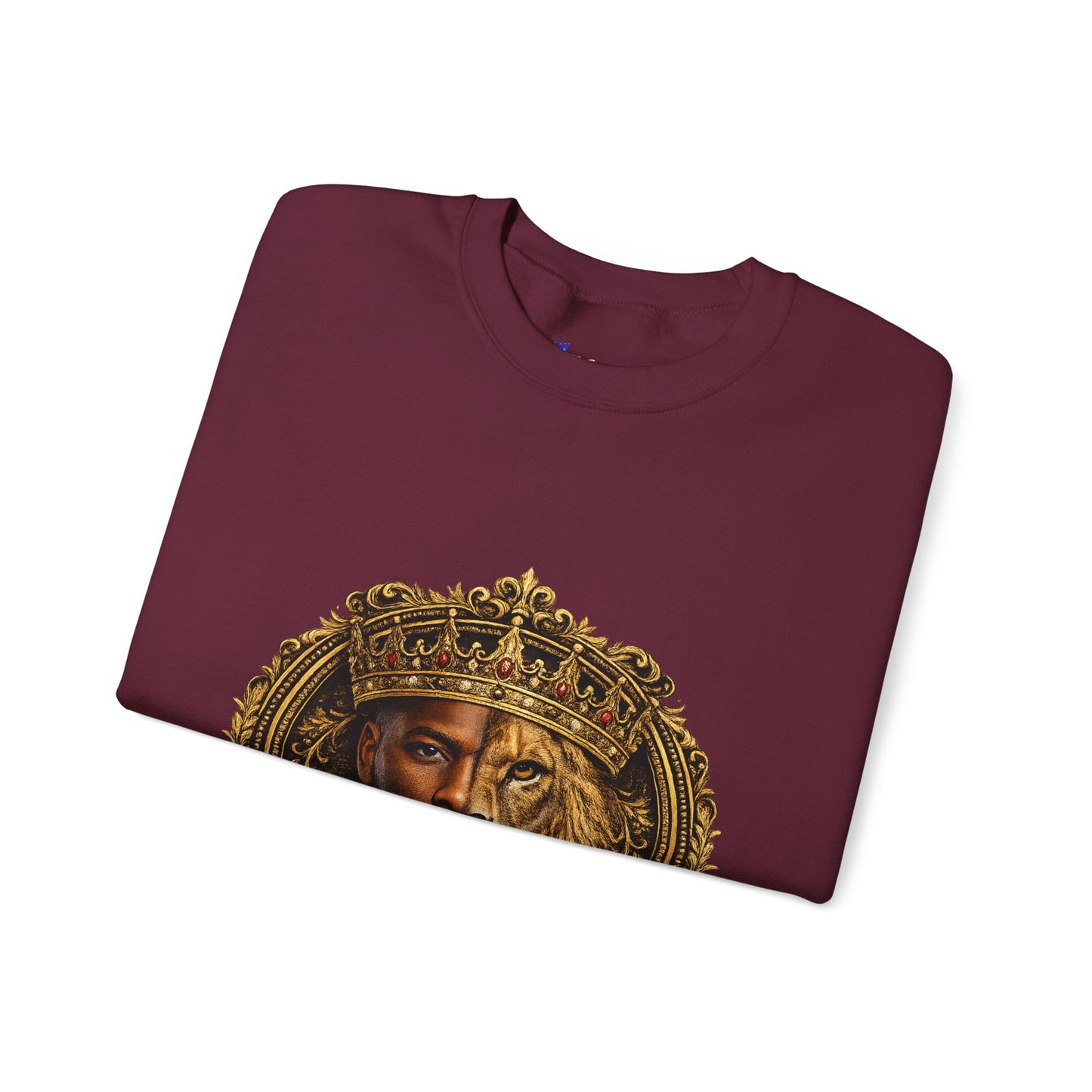 King of All Kings Crewneck Sweatshirt — Crowned Lion & Portrait Graphic