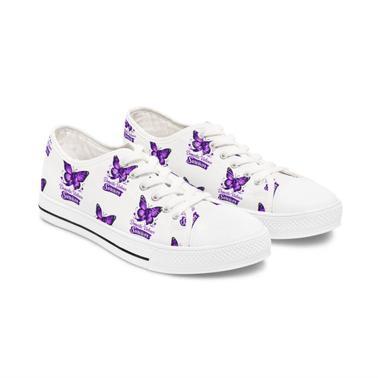Domestic Violence Survivor Purple Butterfly Print Low Top Sneakers