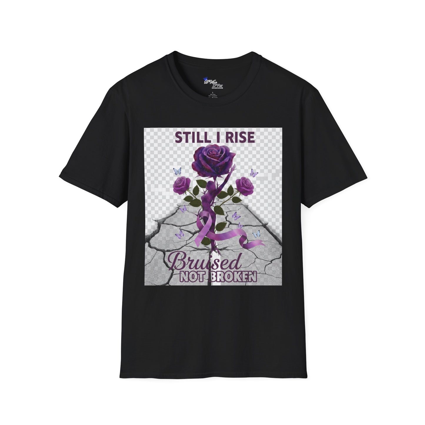 Still I Rise Purple Ribbon Bruised Not Broken Domestic Violence Awareness Tee