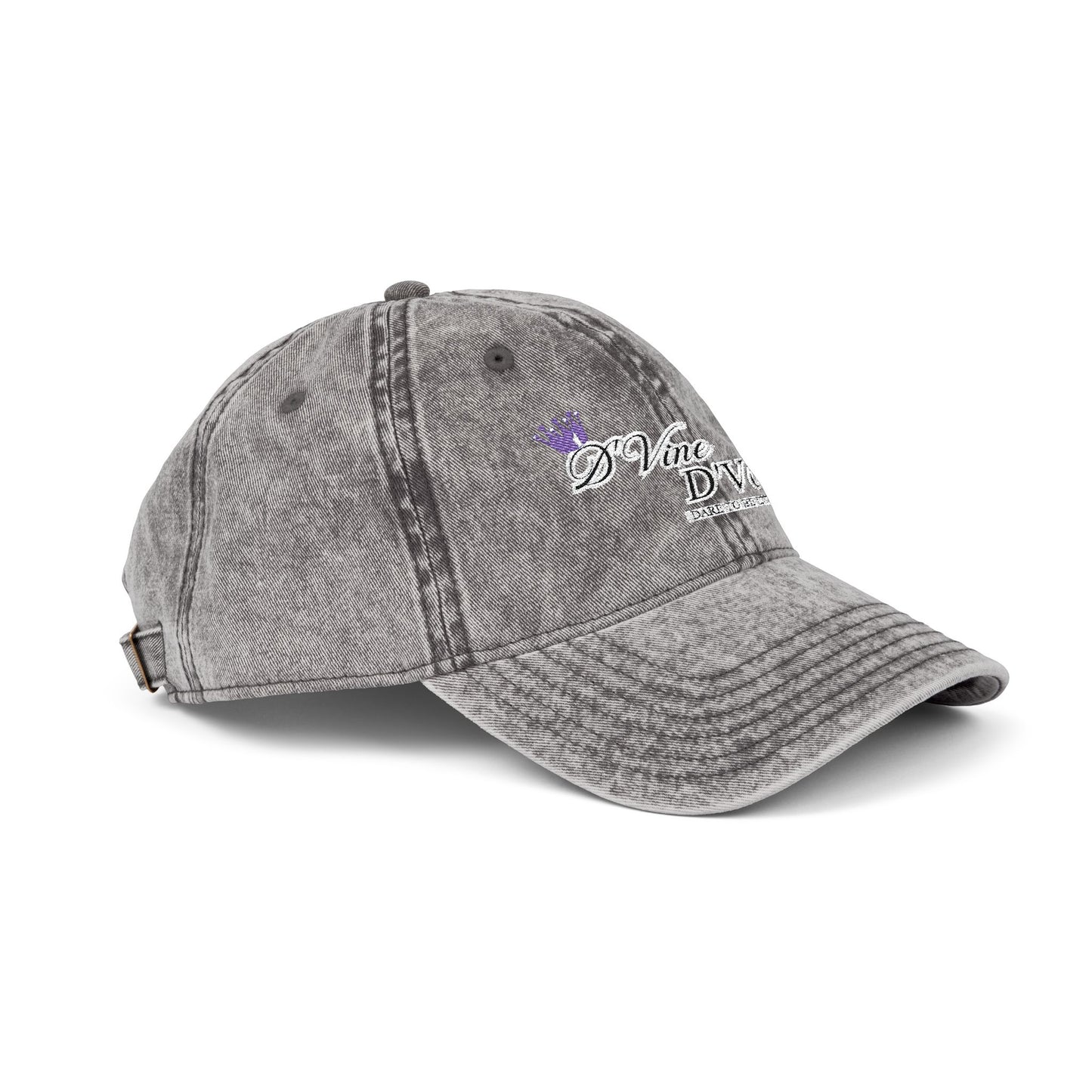 DVine DVor Vintage Embroidered Cap Retro Distressed Dad Hat with Script Logo