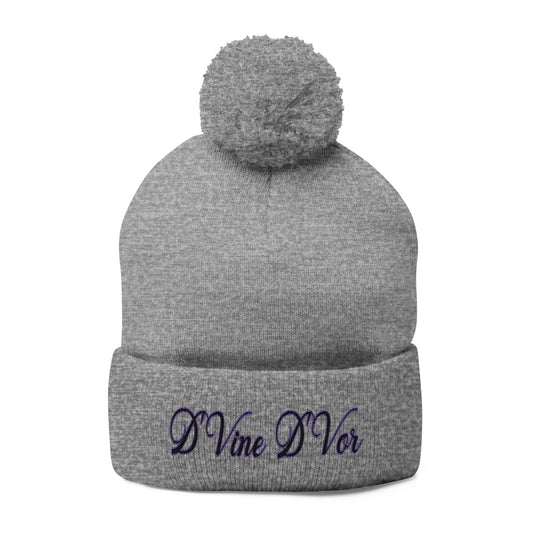 DVine Dvor Embroidered Pom-Pom Beanie