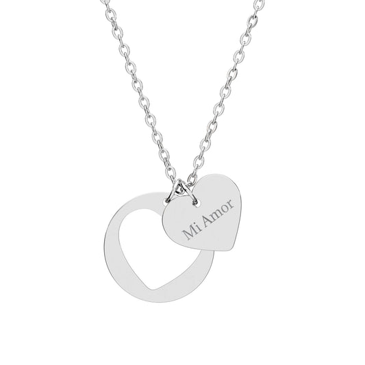 Engravable Heart Cutout Necklace — Personalized "Mi Amor" Pendant