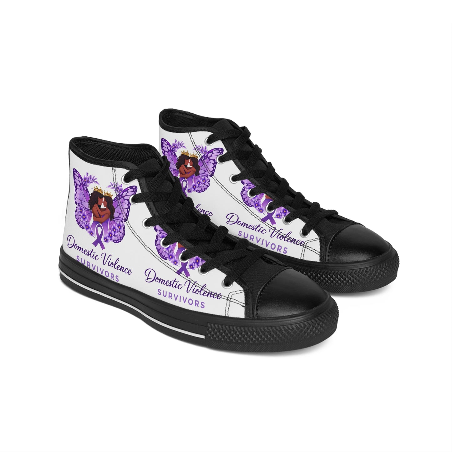 Domestic Violence Survivor Purple Butterfly Awareness HighTop Sneakers