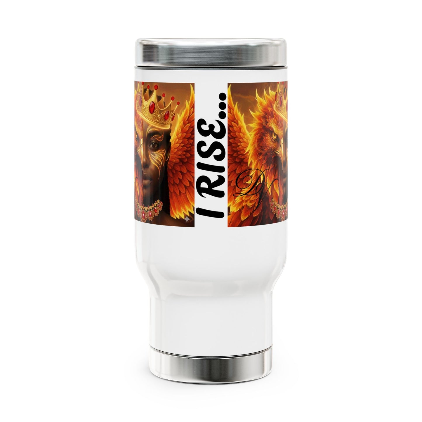 I Rise Phoenix Travel Mug  14oz Stainless Steel Tumbler with Handle